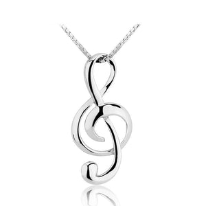 Ronux jewel Sterling Silver Necklace with classic music note pendant for women, music lovers accessories