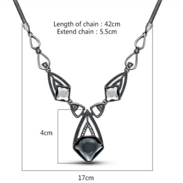 Ronux jewel gun colour modern trendy geometric black necklace for women