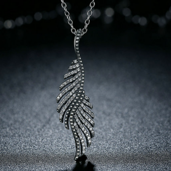 Ronux jewel 925 sterling silver phoenix bird wing feather shape pendant necklace for women 