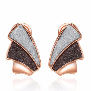 Ronux jewel women modern trendy geometric grey black rose gold stud earrings 