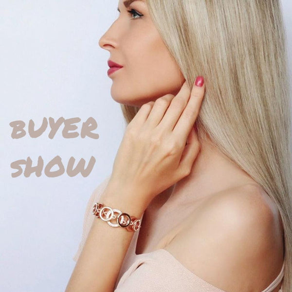 Ronux jewel women elegant double layer round bracelet in rose gold, trendy Double Layer Chain Bracelet