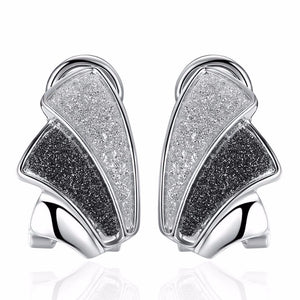 Ronux jewel women modern trendy geometric grey black stud earrings 