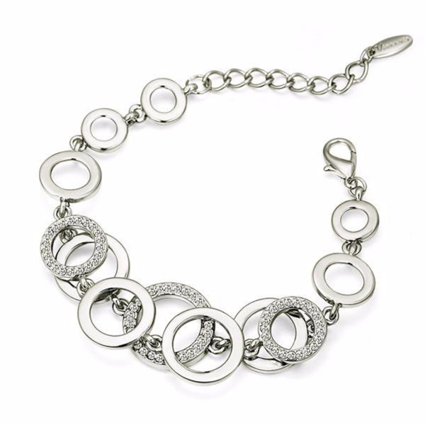 Ronux jewel women elegant double layer round bracelet in silver, , trendy Double Layer Chain Bracelet