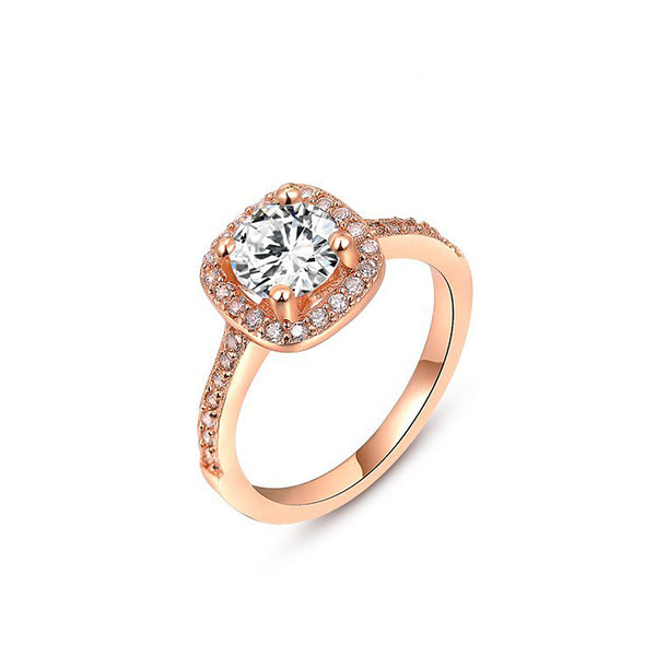 Ronux Jewel affordable fashionable women rose gold wedding and engagement classic ring with cubic zirconia gemstone