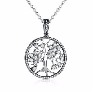Ronux jewel life tree with cubic zirconia branches in a circle pendant necklace necklace crafted from 925 sterling silver, silver family tree pendant necklace