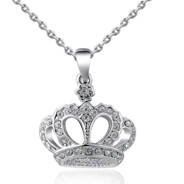Ronux Jewel affordable trendy women crown shape silver pendant necklace 