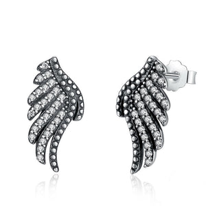 Ronux jewel 925 sterling silver phoenix bird wing feather shape stud earrings for women 