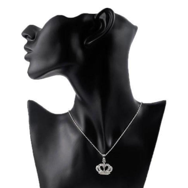 Ronux Jewel affordable trendy women crown shape silver pendant necklace 