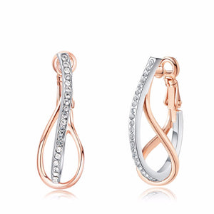 Ronux jewel modern fashion Rose Gold and Silver Twisted Cross Hoop Earrings for women