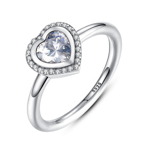 Ronux jewel 925 sterling silver promise ring with sparkling cubic zirconia heart