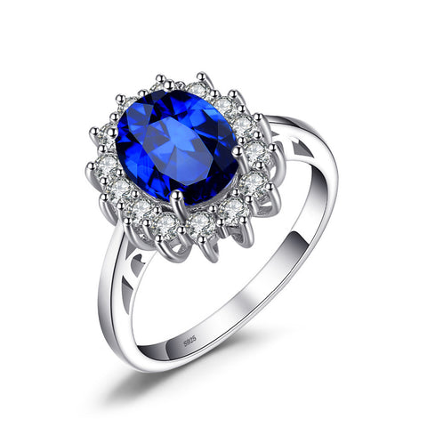 Ronux jewel women 925 sterling blue sapphire princess gemstone engagement ring, affordable luxury bridal jewellery 
